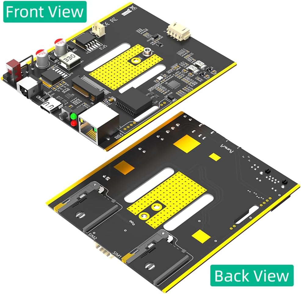 JMT NGFF M.2 5G Module to USB-C ETH Adapter with POE Module Dual SIM Card Slot RJ45 Port RTL8125BG Controller and 4*Antenna and Case (Without POE Power Module)