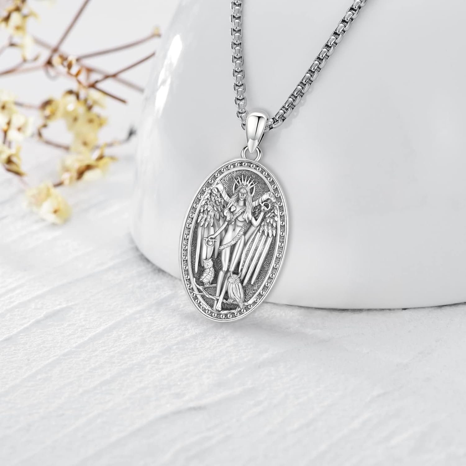 Pentagram Necklace Sterling Silver Triple Moon Goddess/Celtic Knot Witches Knot/Ankh/Sun and Moon/Hecate/Lilith/Santa Muerte/Tetragrammaton Pendant Necklace Pagan Wiccan Magic Egyptian Amulet Jewelry for Women Men - Image 2