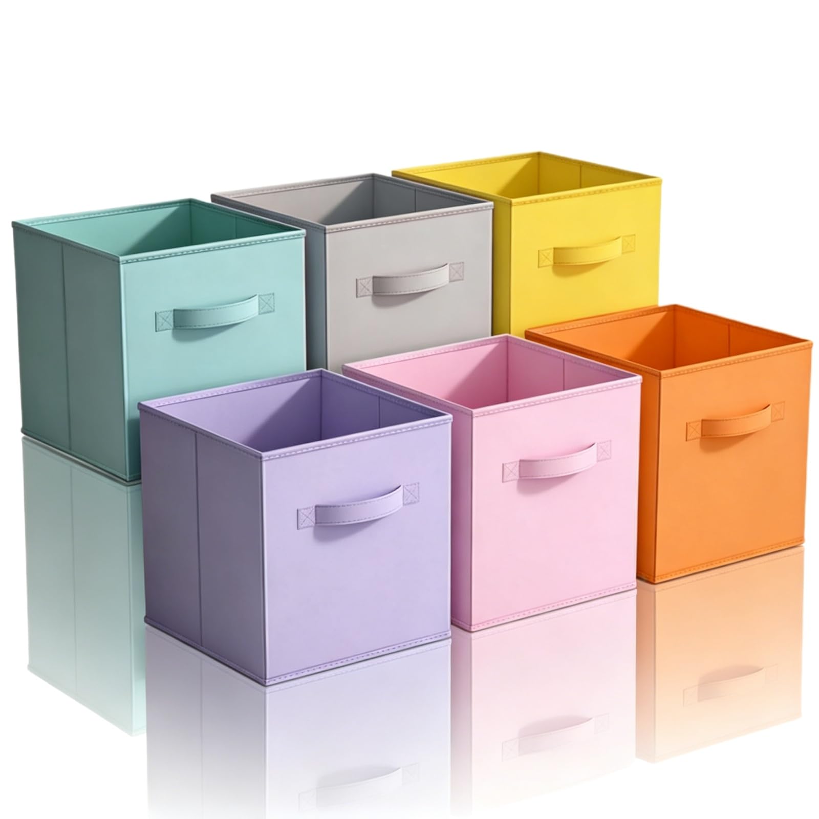 Siocok Cube Storage Boxes, 6 Pack Collapsible Fabric Storage Cube Organiser Bins with Handles, for Home Office Room Closet and Shelves Organising Item and Clothes