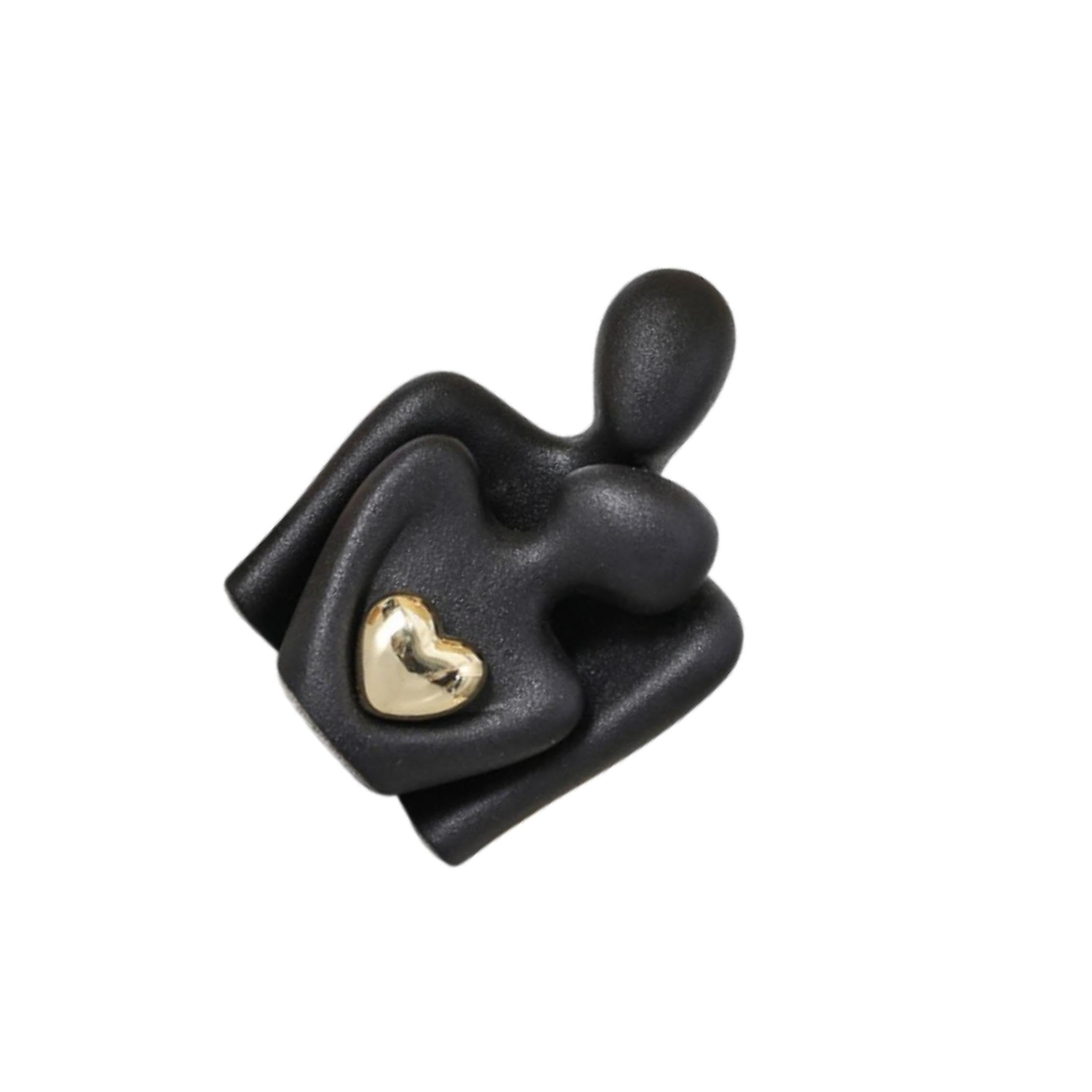 Twisaxc Black Ceramic Couple Sculpture Romantic Hug Figurine For Valentines Day Decoration Couple Statue Cabinet Table Bedroom Study, M