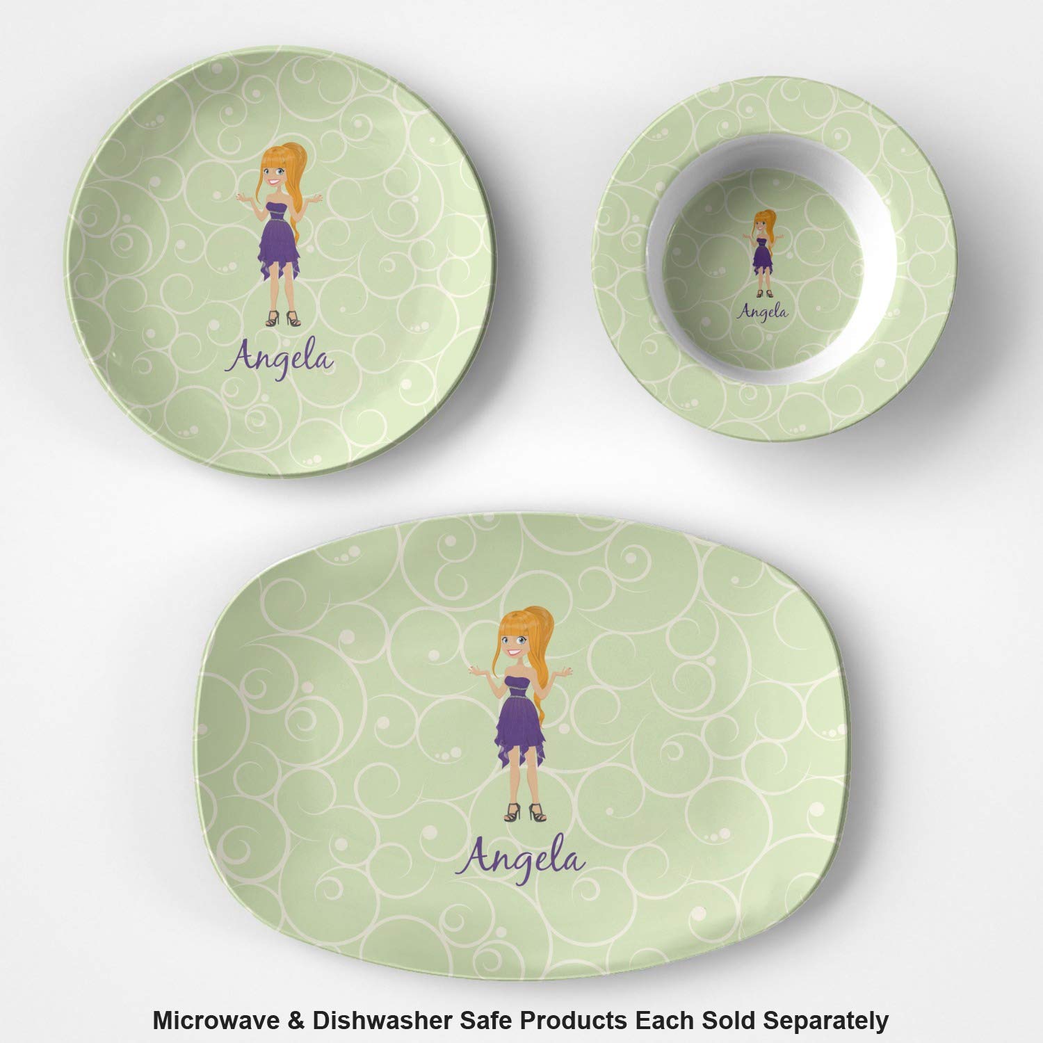 Personalized Custom Character (Woman) Plastic Bowl - Microwave Safe - Composite Polymer