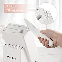Vista 6 de Astercook Knife Set for Kitchen 15 Piece with Block and Sharpener Kitchen Knives with Ceramic Coating Sharp Blade Dishwasher Safe Deba Knives with