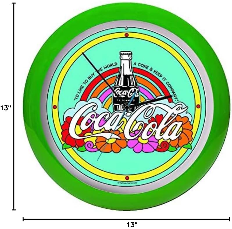 Mark Feldstein & Associates Coca Cola Hilltop Teach The World to Sing Retro Green 13 inch Sound Wall Clock