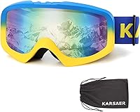 Vista 1 de Karsaer - Gafas de esquí antivaho, gafas de nieve OTG, 100% protección UV, gafas de snowboard con lentes dobles flexibles para hombres, mujeres