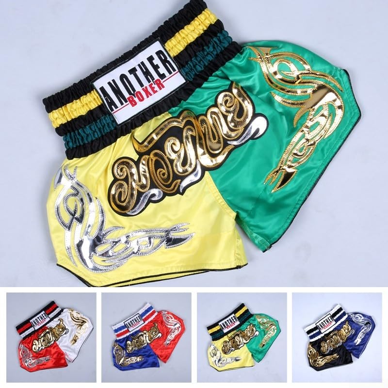 Unisexe Muay Thai Boxe Short AnotherBoxer MMA Kickboxing Combat Respirant (M Rouge+Blanc)