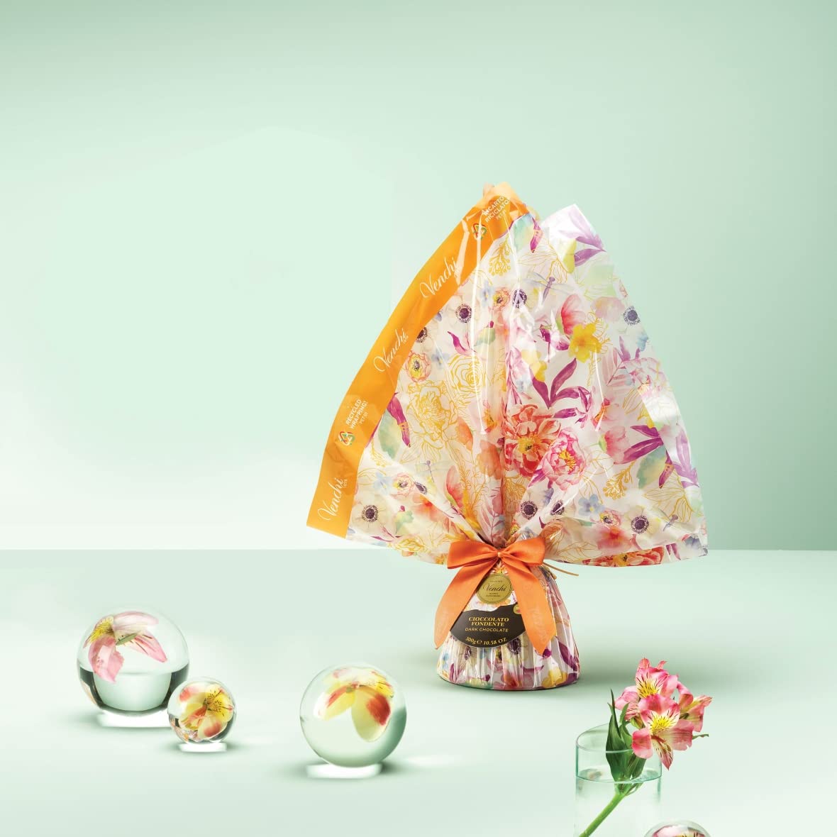 VenchiMajolica Collection - 60% Dark Chocolate Bell, 300 g - Gift Idea - Vegan - Gluten-Free