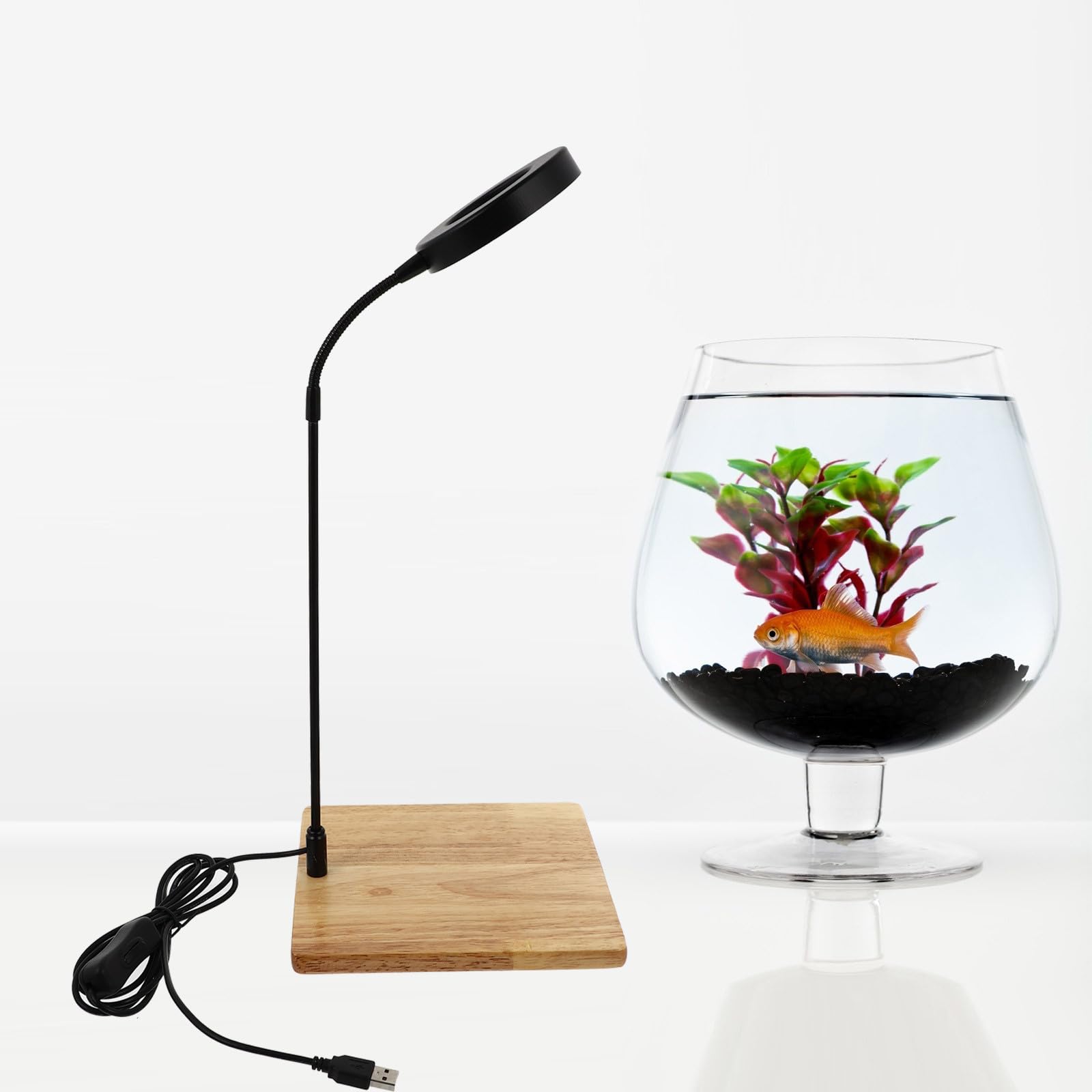 Toyvian Lampe pour Plantes Aquatiques en Bois et Alliage D'aluminium, Éclairage LED pour Aquarium, Effet Lumineux, Facile à Déplacer, pour Aquarium D'intérieur