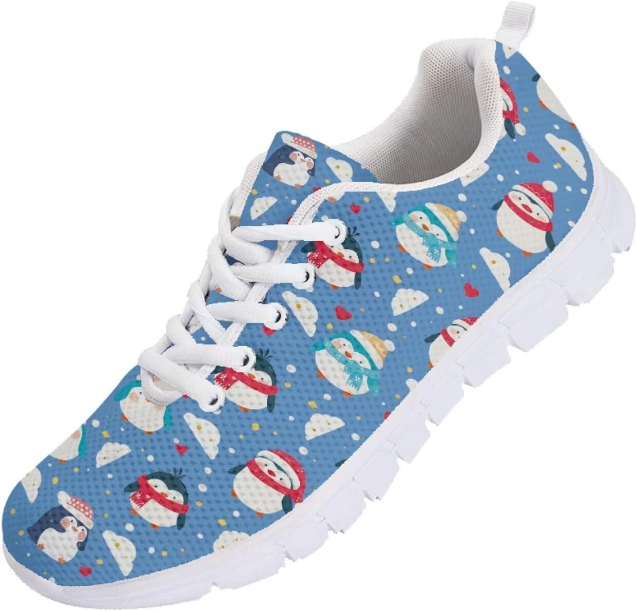 SYtrade Womens Christmas Running Sneaker Lace-up Athletic Tennis Shoes White Sole