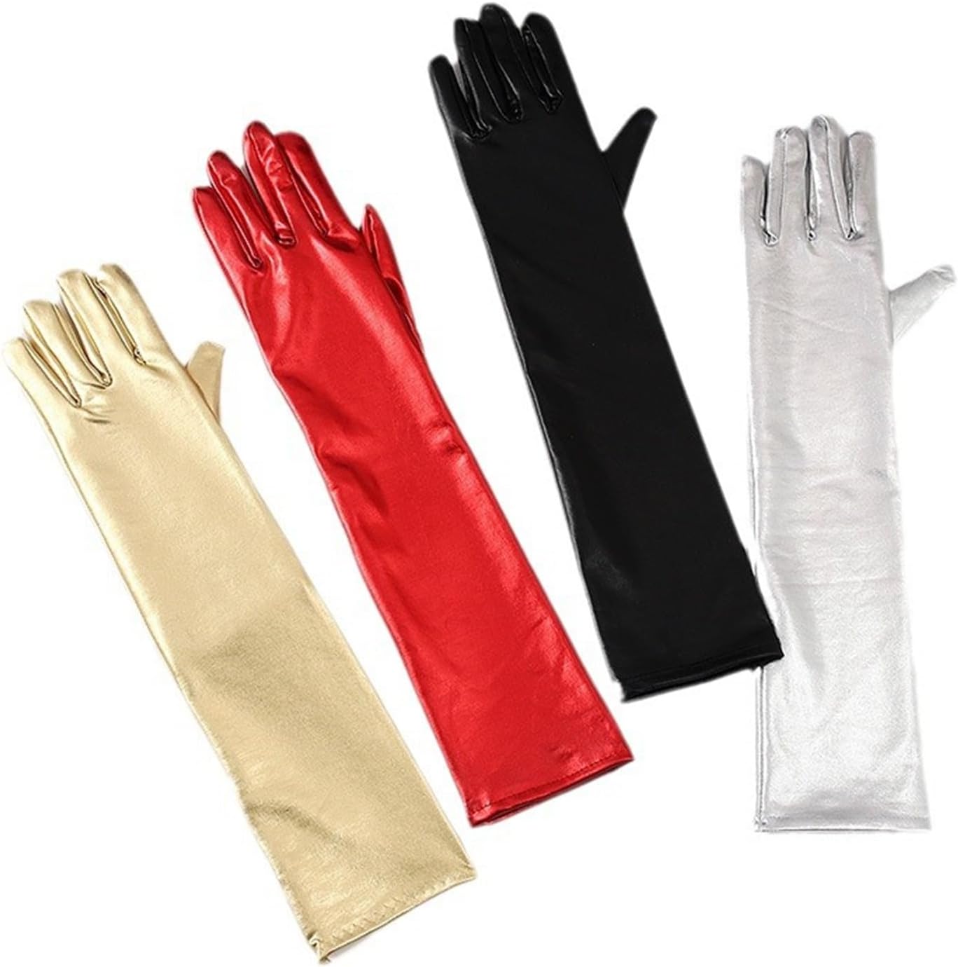 Metallic Gloves for Women and Girls in Theme Party Comfortable to Wear Elastic Nightclub Stretchy Metallic Women