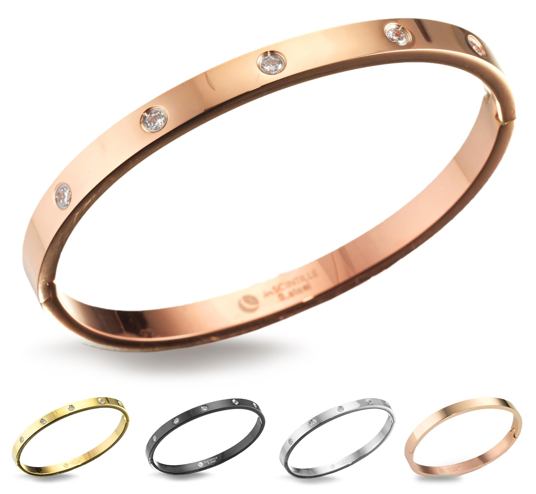 inSCINTILLE Bangles Bracelet Rigide en Acier Inoxydable pour Femme avec Boîte Cadeau Incluse