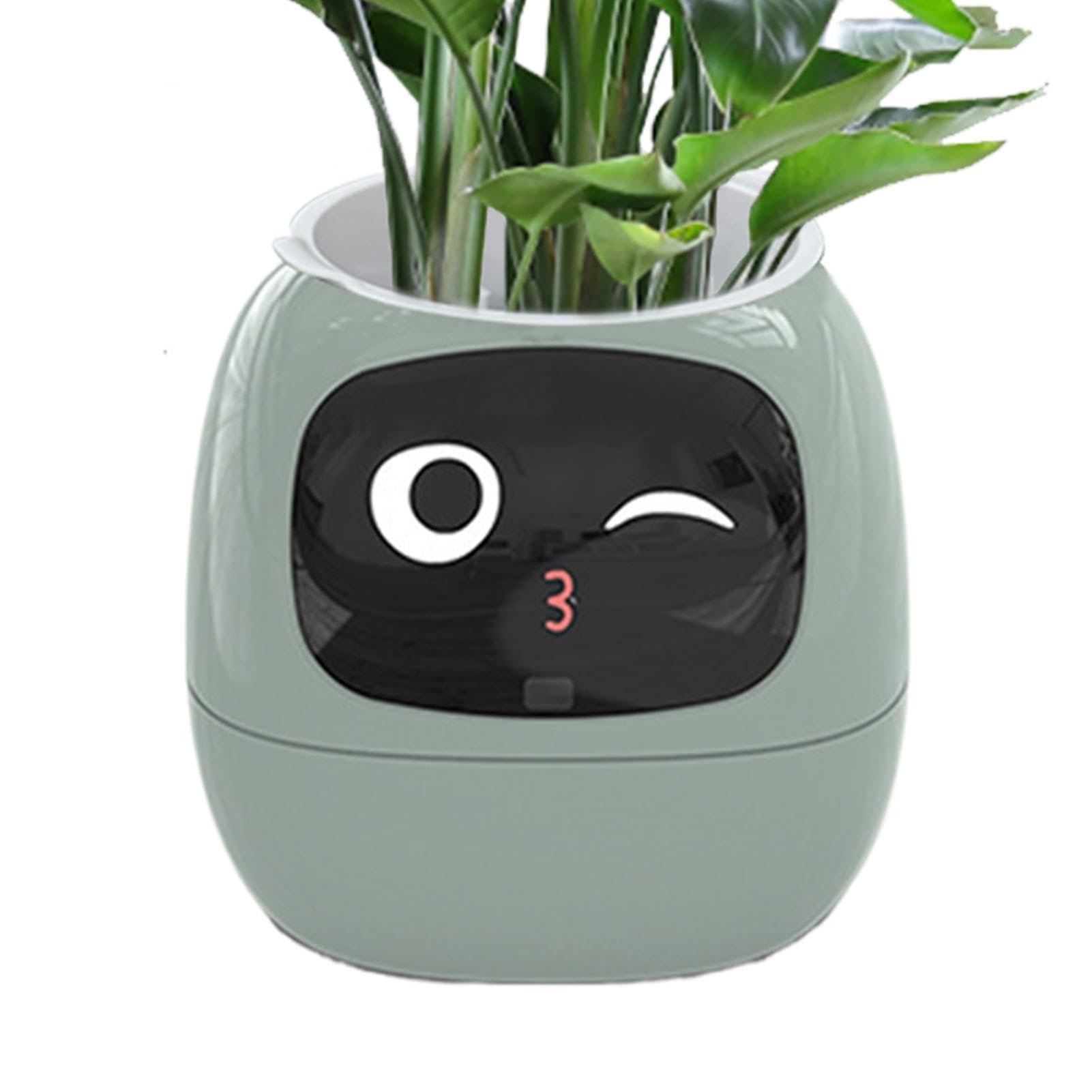 Jardinera Inteligente For Mascotas,Maceta Con Monitor Inteligente De Salud Vegetal Con Inteligencia Artificial,Maceta Con Interacción De Gestos Ricos | Macetero Inteligente Recargable Con Pantalla LCD