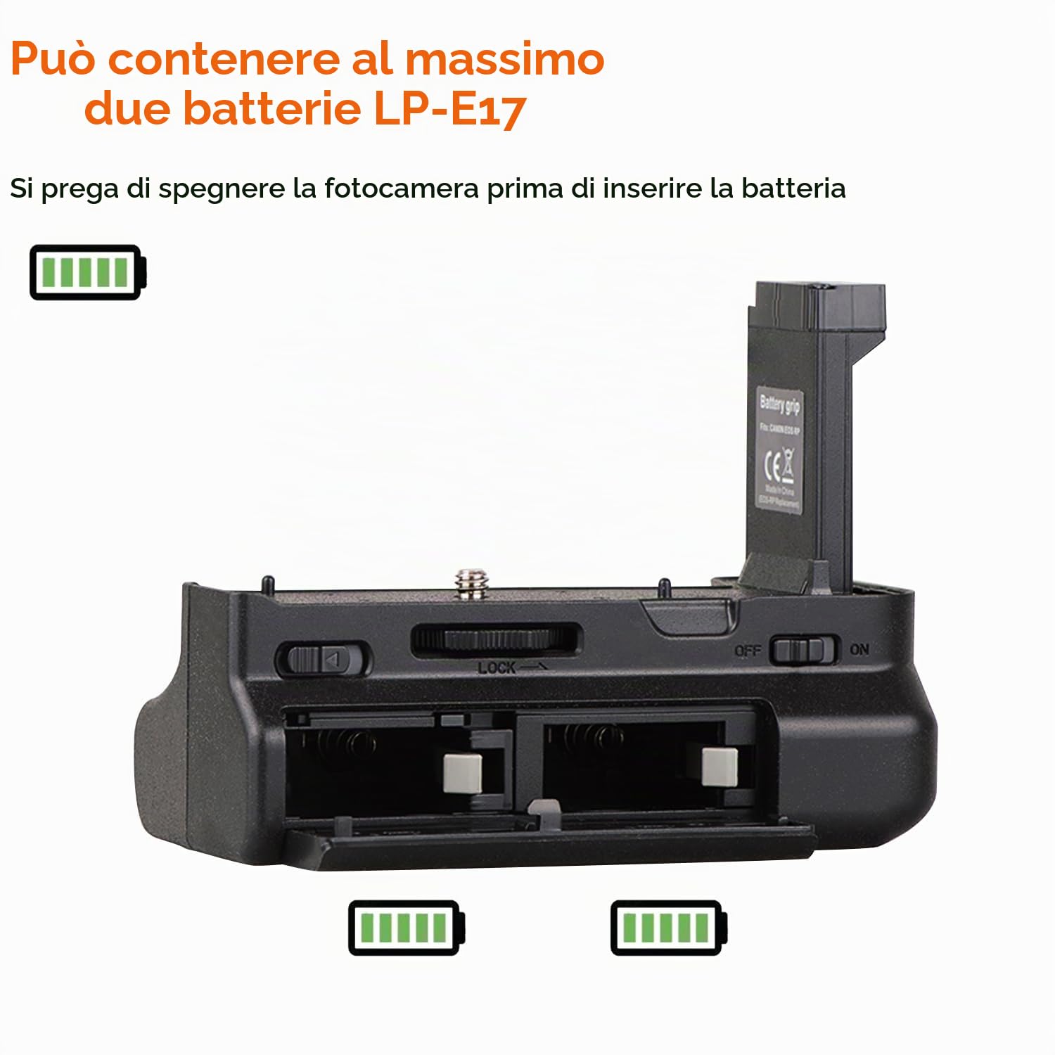 QUMOX Impugnatura verticale per batteria per fotocamera DSLR Canon EOS RP EOS-RP EOS R8, supporto per batteria 2X LP-E17 (batteria non inclusa)