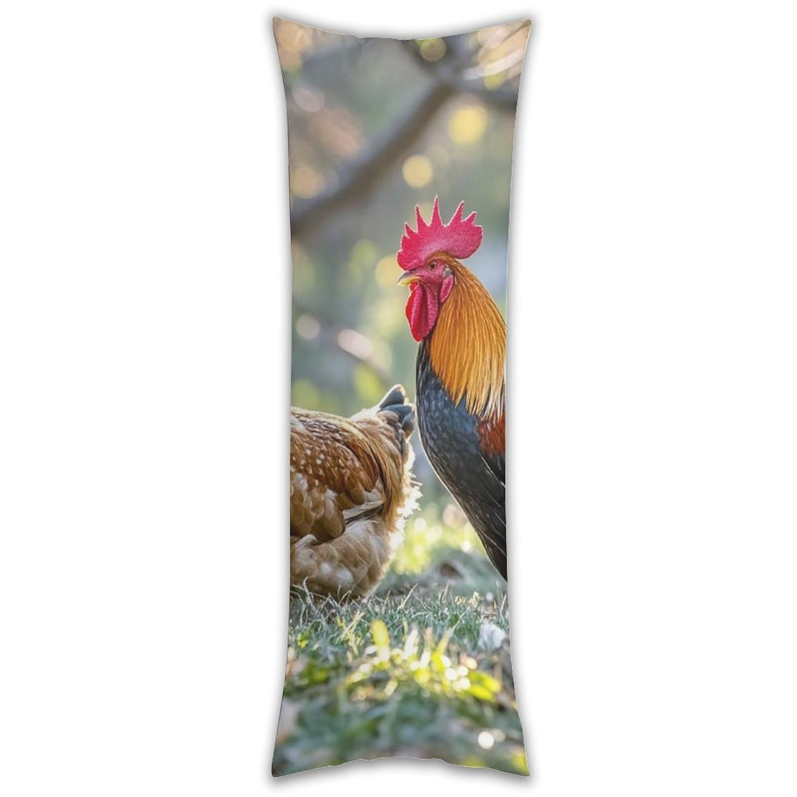 Beautiful Rooster Hen Pillowcase Long Pillow Case Cozy Pillow Cover Pillow Protector Soft Long Cushion Case Long Body Lumbar Decorative Throw Pillow Cover for Bed Sofa Couch 18.9 X 53 Inches