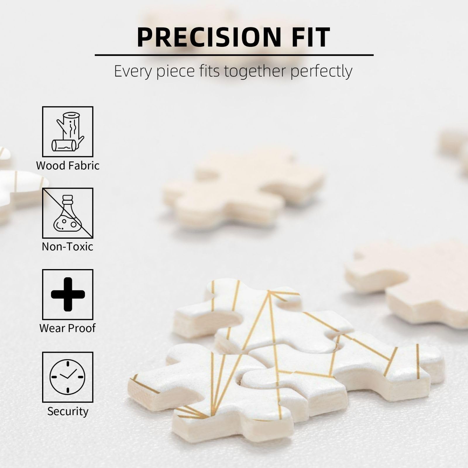 Motivo geometrico dorato con riflessi bianchi, puzzle da 1000 pezzi per adulti, puzzle impegnativi, puzzle a incastro