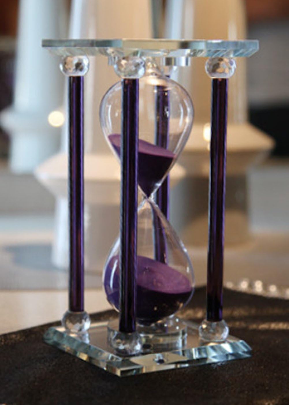 Sand timer 30/60minutes Crystal Hourglass Clock Home Furnishing Decor (60min, Purple)