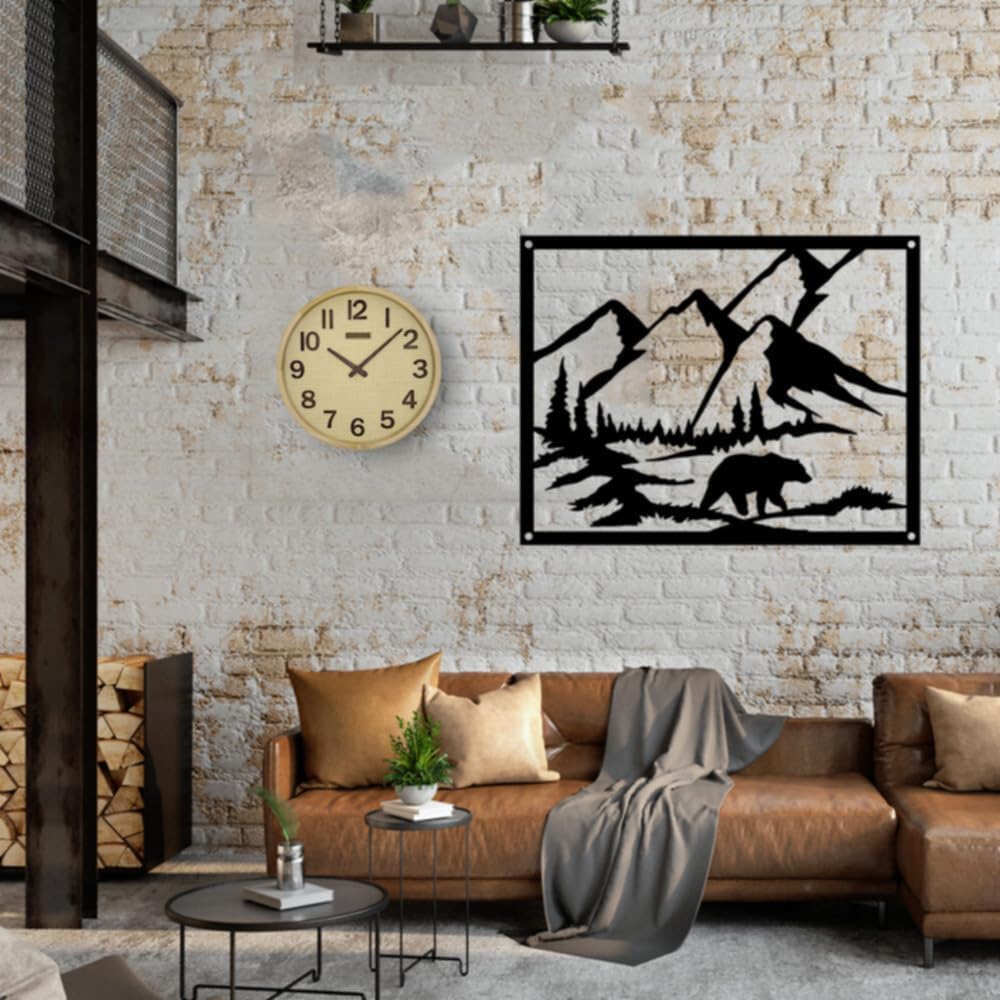 Holzwerk - Reloj de pared con radio de estilo boho de Bali, de ratán, madera natural, reloj de pared, reloj de madera, reloj de pared vintage, reloj controlado por radio, movimiento silencioso, sin