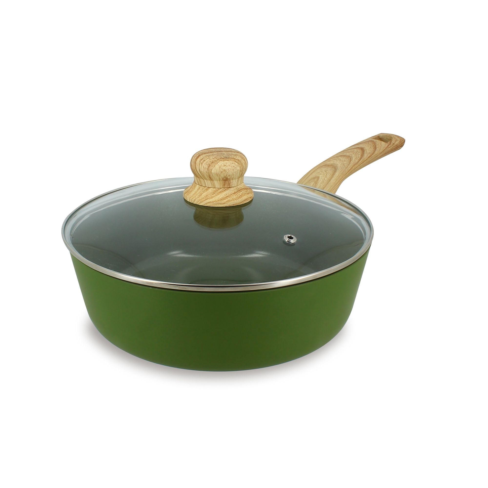 MENASTYL Colorama, sauteuse 24cm olive, aluminium antiadhésif céramique, induction