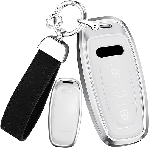 Miniatura 8 de ontto Soporte para llavero inteligente con control remoto de 360 grados, funda de metal para llaves de automóvil, funda de resina elegante para Audi