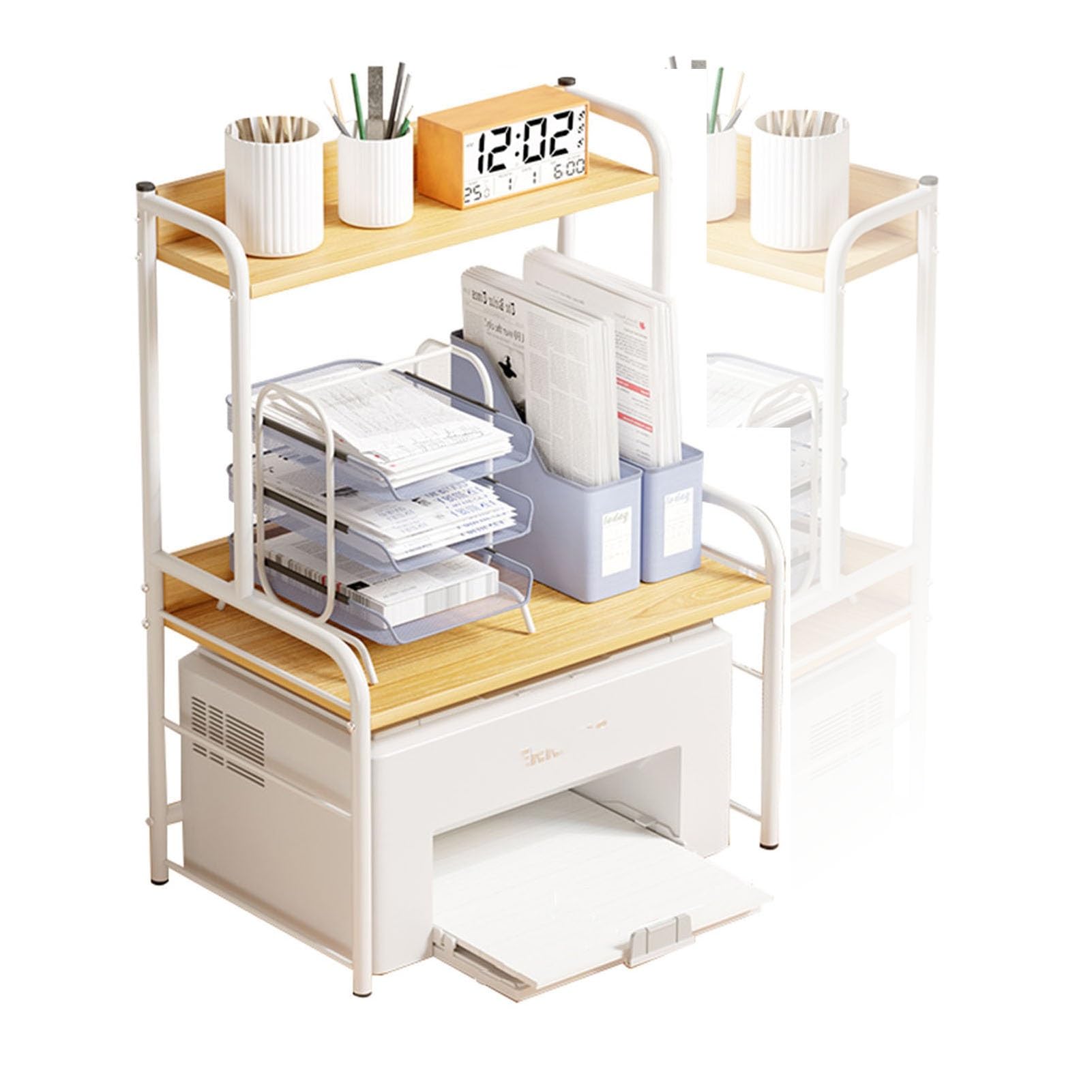 AV-Medienschrankständer, Druckerständer, 3-stöckiger Medienschrank, Mehrzweck-Home-Office-Organizer, Geeignet for Die Integration Zu Hause Und Im Büro (Color : Beige)