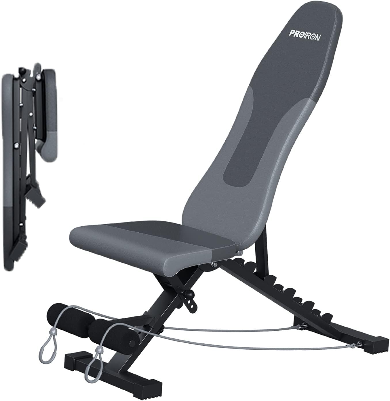 PROIRON Weight Bench with Elastic Ropes, Adjustable Strength Training