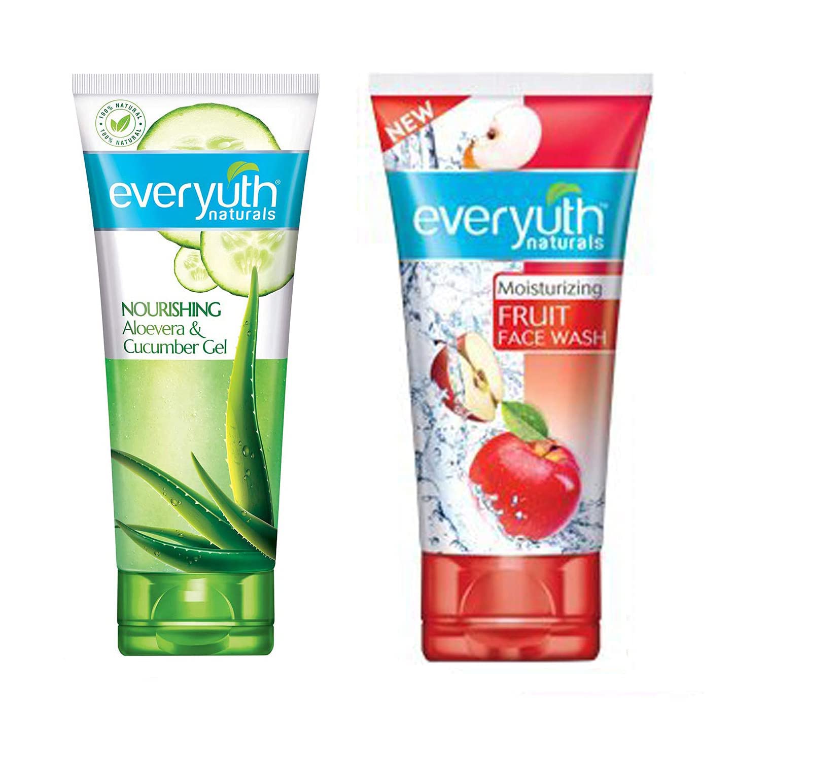 Everyuth Naturals Fruit Face Wash, 50gm and Nourishing Aloe Vera & Cucumber Gel, 150g, Combo Pack
