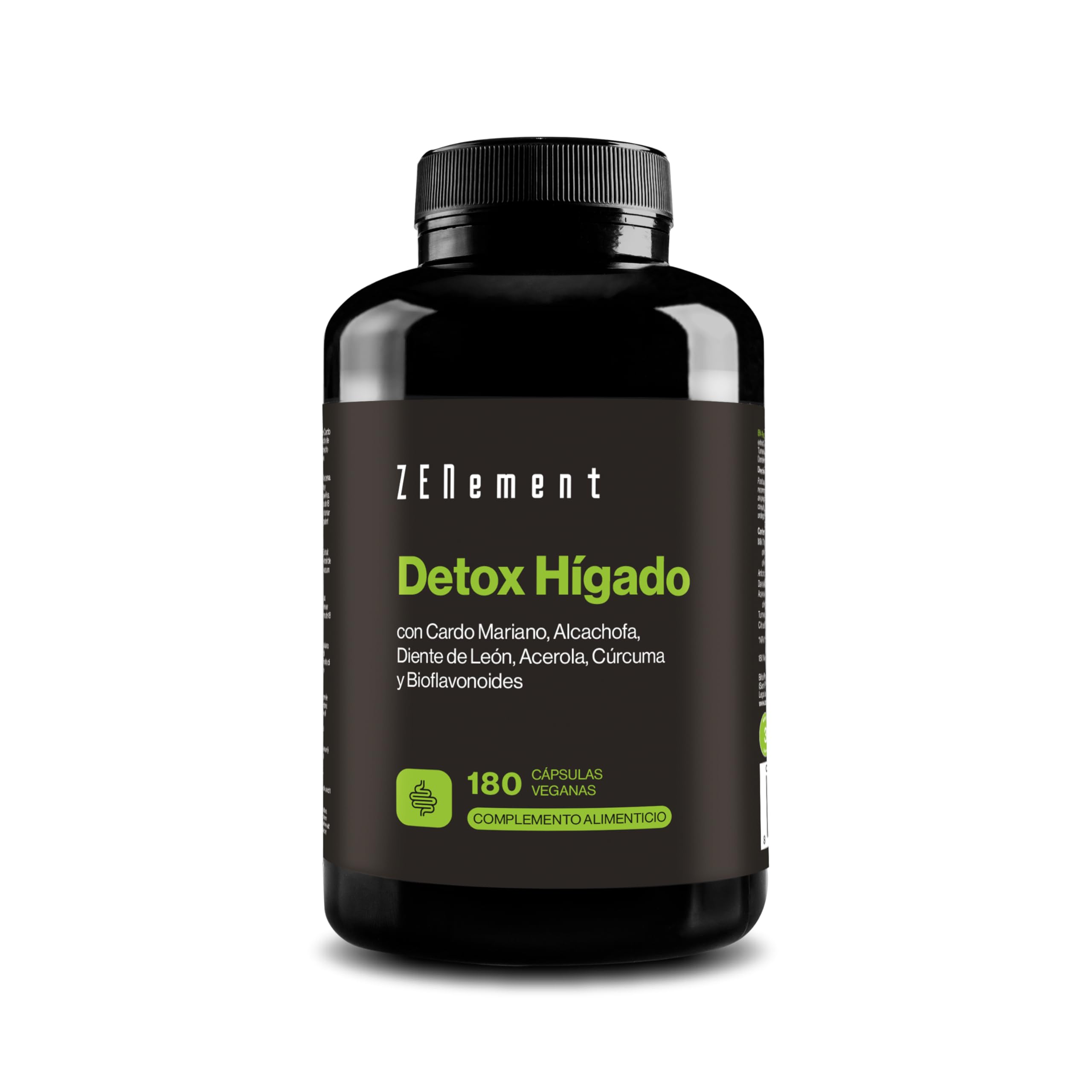Cardo Mariano, Alcachofa, Cúrcuma, Diente de León y Bioflavonoides - Fórmula Detox con Vitamina C Natural que Contribuye a la Protección Celular - 180 Cápsulas Veganas – Zenement