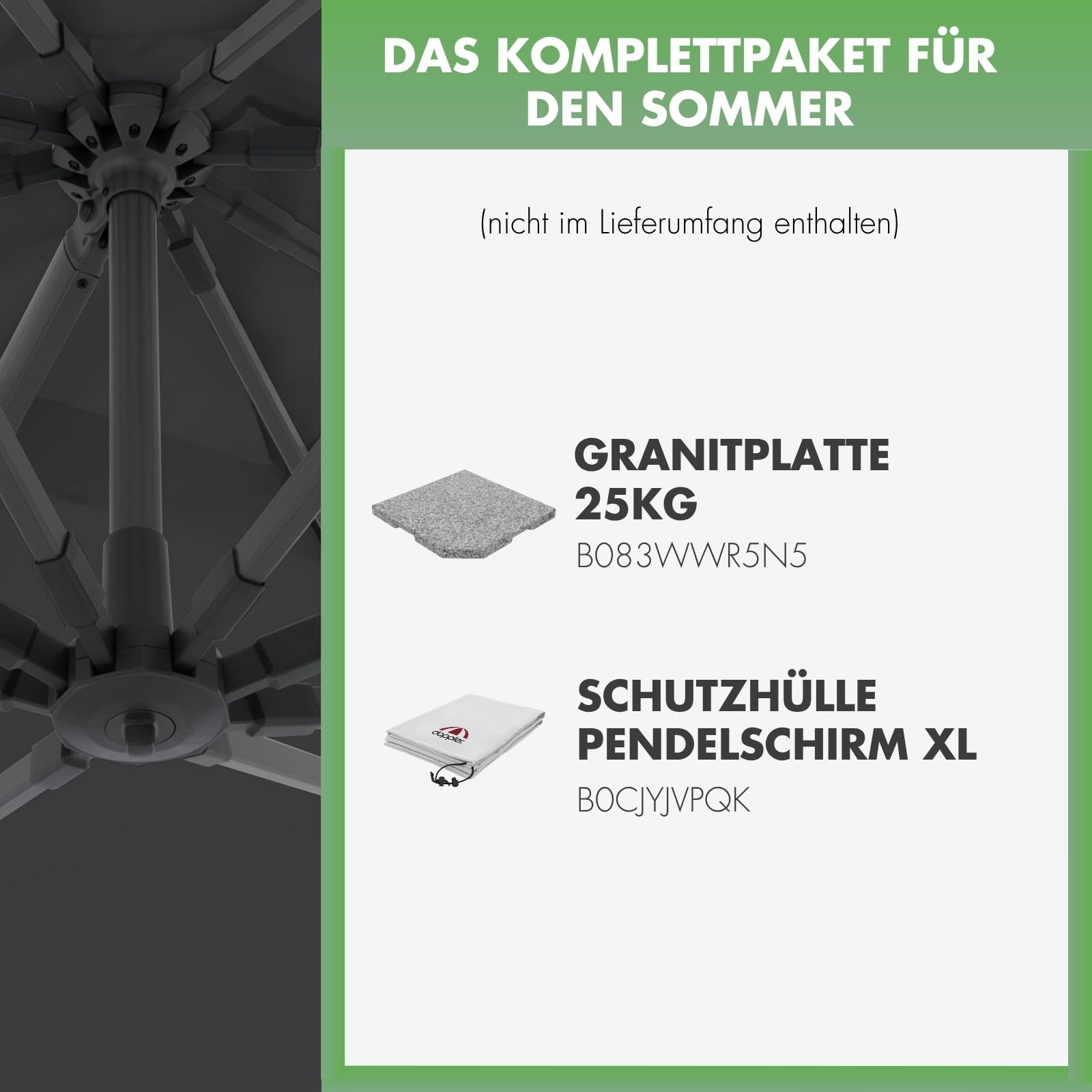 Doppler Pendelschirm Jack 300x400cm, Anthrazit, mit Kurbel, UV-Schutz 50+ | Rechteckiger Gartenschirm, Alu-Gestell, schrägstellbar, beidseitig schwenkbar & 360° drehbar, inkl. Standkreuz