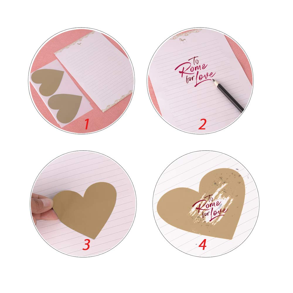 50 Adesivi Gratta E Vinci A Forma Di Cuore - Oro, Argento, Rosso E Rosa Per Feste E Regali - Foto 9