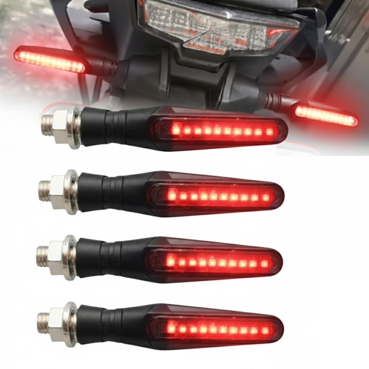 P.D. Original Waterproof 9 Led SMD KTM Style Indicators Universal for All Bikes Models Turn Signal Lights Motorcycle Pack Of 4 Red-image-36