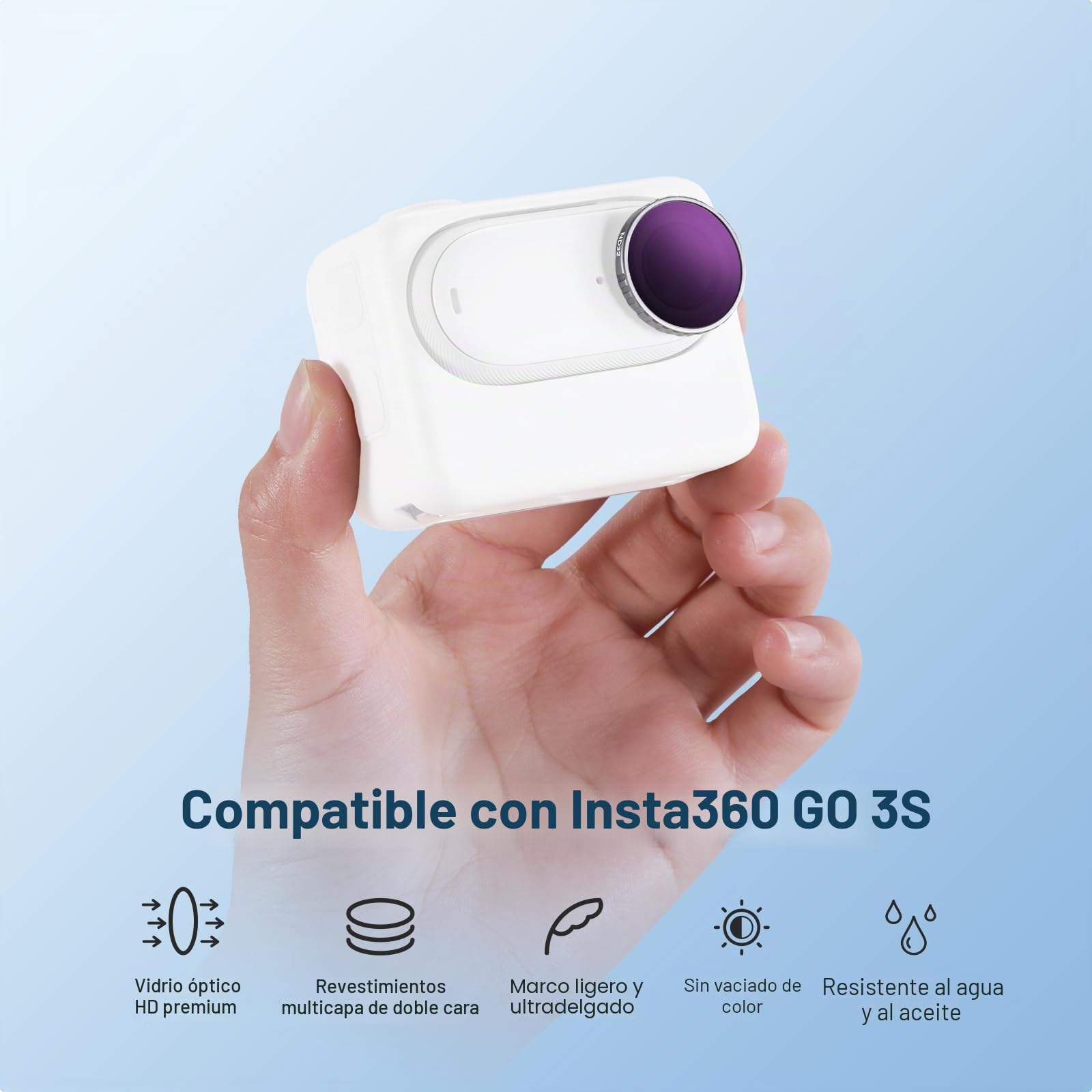 NEEWER Juego de filtros ND Compatible con Insta360 GO 3S, CPL+ND8+ND16+ND32, Accesorios de cámara de acción, filtros polarizados y de Densidad Neutra, Vidrio óptico HD Multicapa