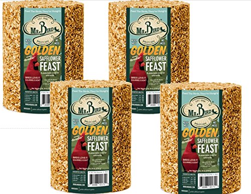 4-Pack of Mr. Bird Golden Safflower Feast Large Wild Bird Seed Cylinder 56 oz.