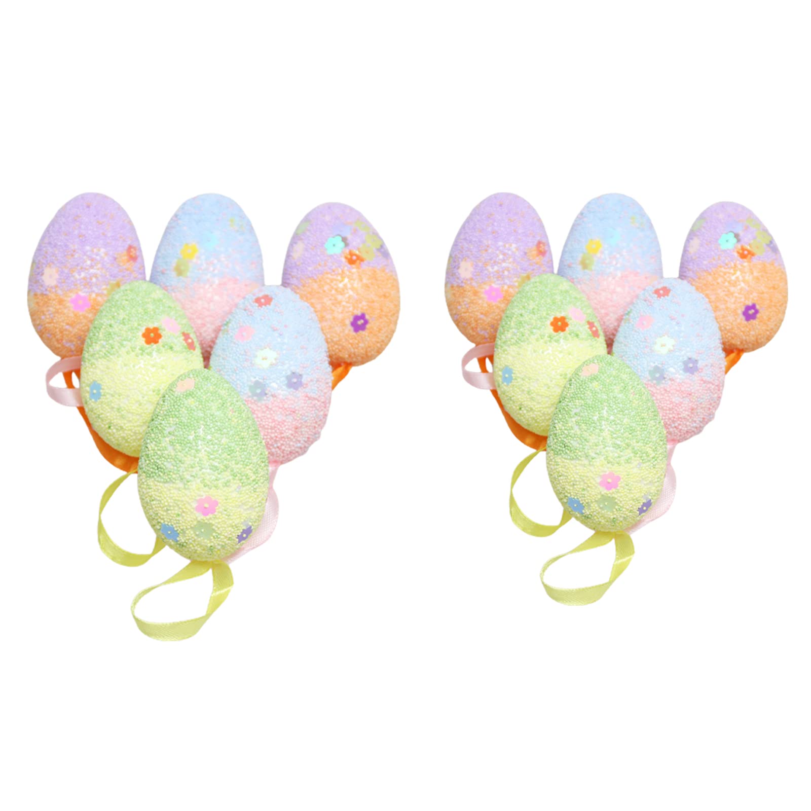 Sprinlot Uova di Pasqua Decorazioni, 25 Uova Pasqua Polistirolo, Uova Pasquali da Appendere, Bianco Uova Pasquali con La Corda, Artigianato Fai da Te di Pasqua con Paillettes Colorate et Spille
