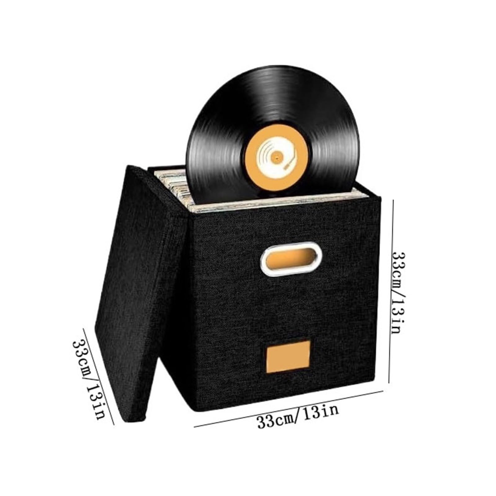 Ufficio Scatola porta dischi in vinile quadrata in tessuto di cotone e lino Scaffale porta dischi