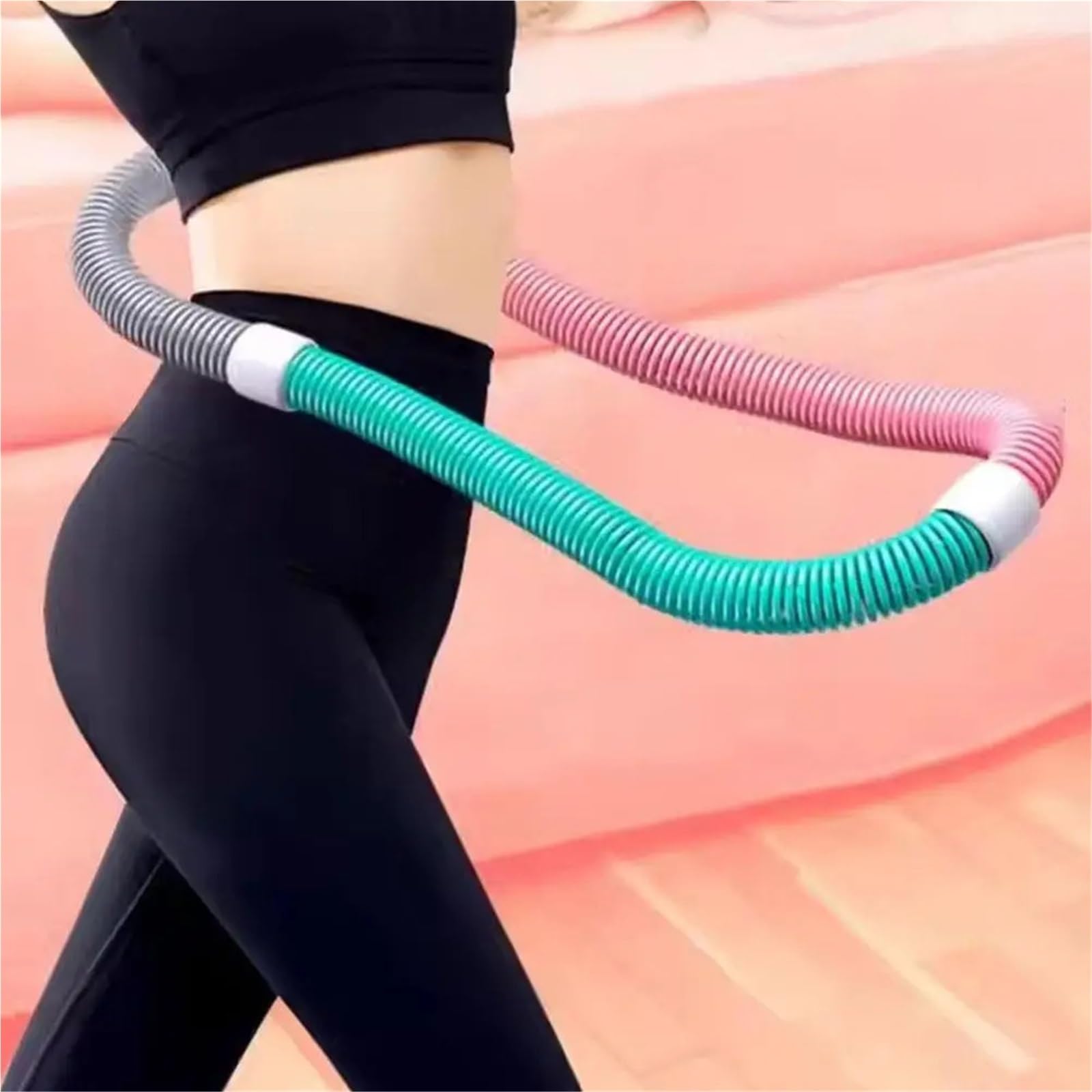 Pieghevole Hula Hoop Cerchio sportivo pieghevole for fitness, design a molla adatto alla vita for attrezzature for esercizi di allenamento for donne adulte per la perdita di peso