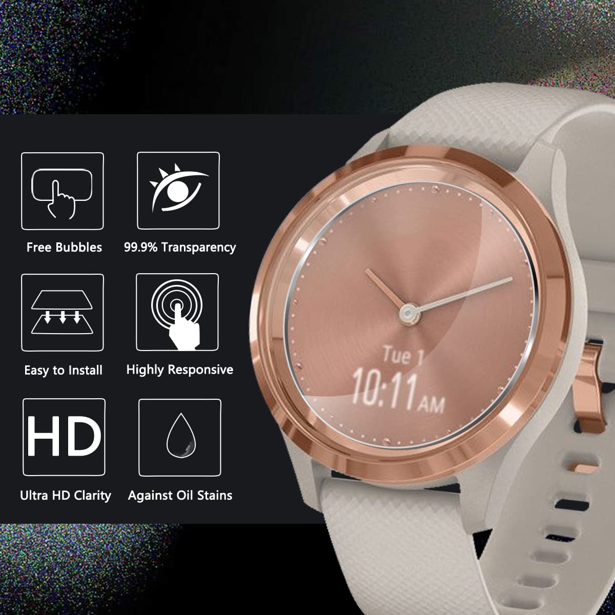 Custodia Protettiva MSM Per Garmin Vívomove Sport - Con Vetro Temperato 9H, Cover Completa - Foto 12