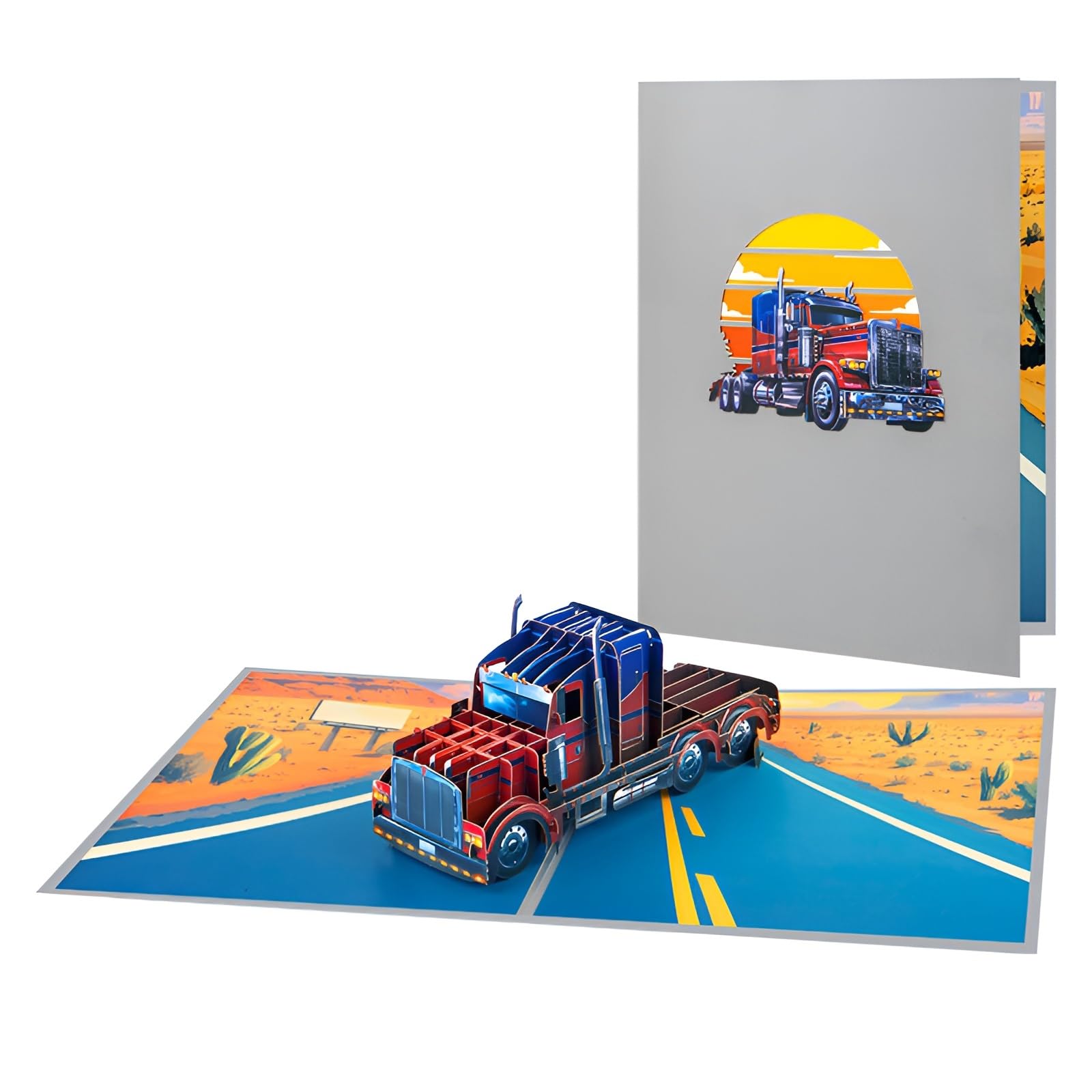 yaartz 3D Pop Up Card, Greeting Card with envelop and note tag, All Occasion Card for Husband Son Brother Father Neighbor Student (Truck)