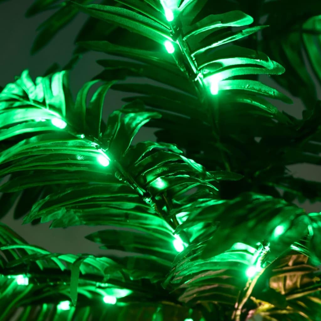 vidaXL Palmera Artificial con 96 Leds Decoración Adorno Iluminación Planta Plástica Luces Fiesta Festival Exterior Blanco Cálido 180 cm