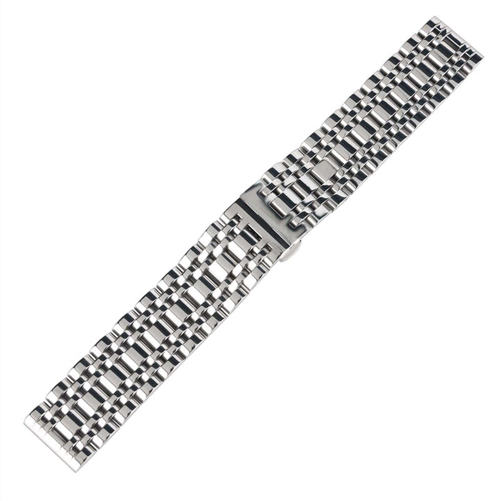 Correa de Reloj, Correa Plateada para Hombre de 20/22/24 mm, Repuesto de Correa de Acero Inoxidable para Mujer + 2 Barras de Resorte