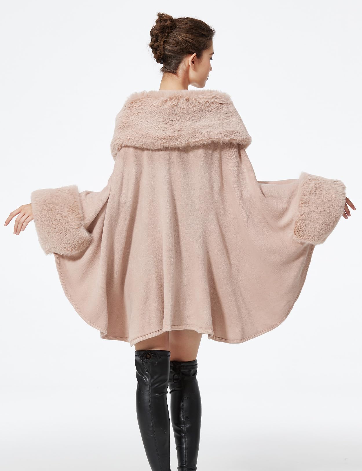 BEAUTELICATE Scialle in Pelliccia Sintetica Finta a Maglia Cappotto Donna Stola con Grande Collo di Pelliccia Cardigan per Festa Invernale Natale