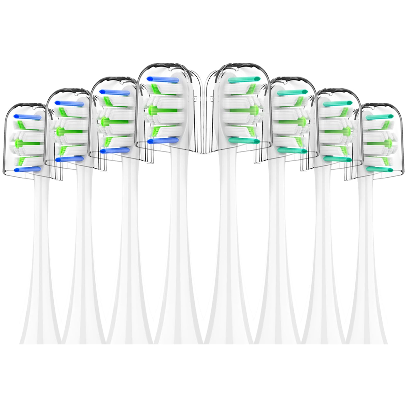 Ersatz-Zahnbürstenköpfe für Philips Sonicare – 8 Stück, weiche, sanfte Borsten, kompatibel mit den meisten Sonicare Click-On elektrischen Zahnbürsten (weiß)