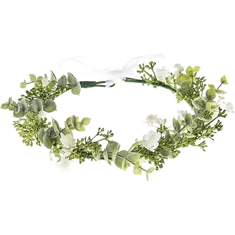 White Baby's Breath Flower Crown - Eucalyptus Wreath for Brides