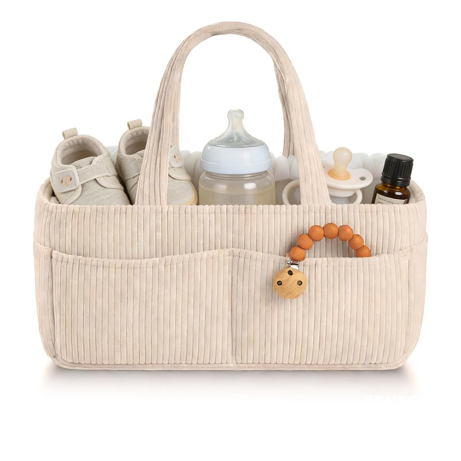 Sac pour ranger les affaires de bébé sur une table à langer moderne