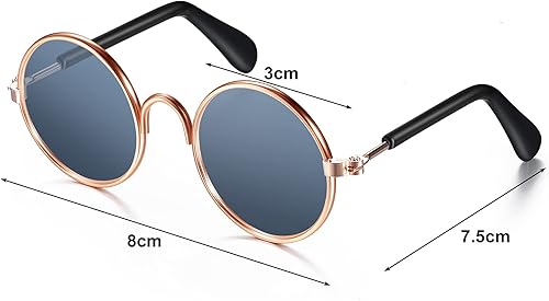 Miniatura 9 de 10 lentes de sol para gatos y perros, divertidos anteojos redondos de metal para gatos, clásicos, retro, para mascotas, hippie, lindo, perro, gato,