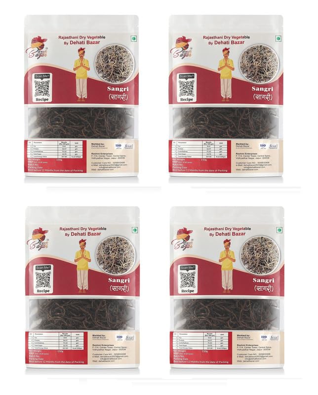 DEHATI BAZAR Dry Sangri With Recipe Marwadi Rajasthani Sabji Dry vegetables Kair Sangari | Includes Free Kasuri Methi (30g) | Premium and traditional Fusion of Flavors_(Pack of 4 Each 150g)) (B0CT2YHHZ6) Amazon Price History, Amazon Price Tracker