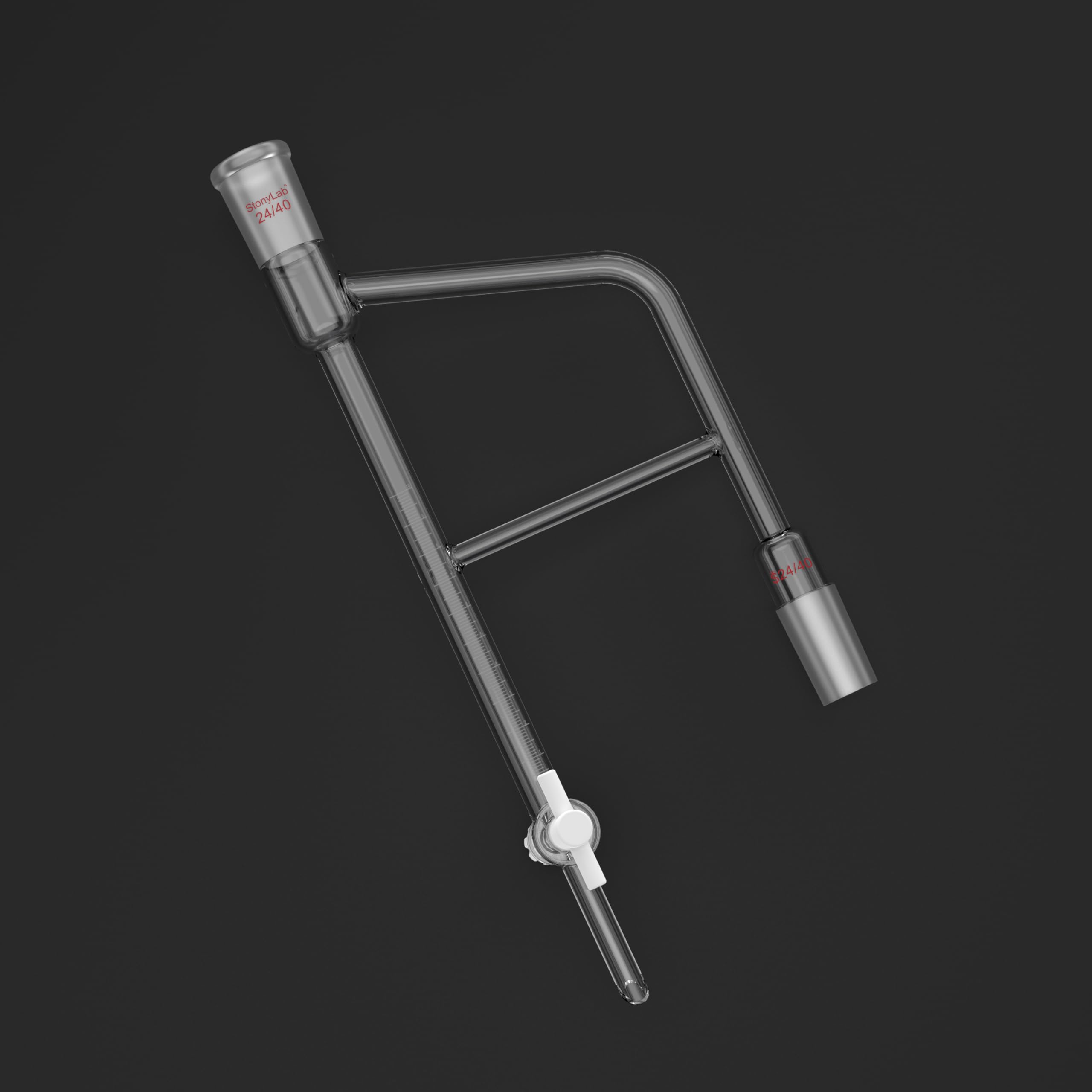 stonylab Trappola Dean Stark, Ricevitore di Distillazione in Vetro Borosilicato Graduato con Giunti 24/40 e Rubinetto in PTFE per Laboratorio, 10 ml
