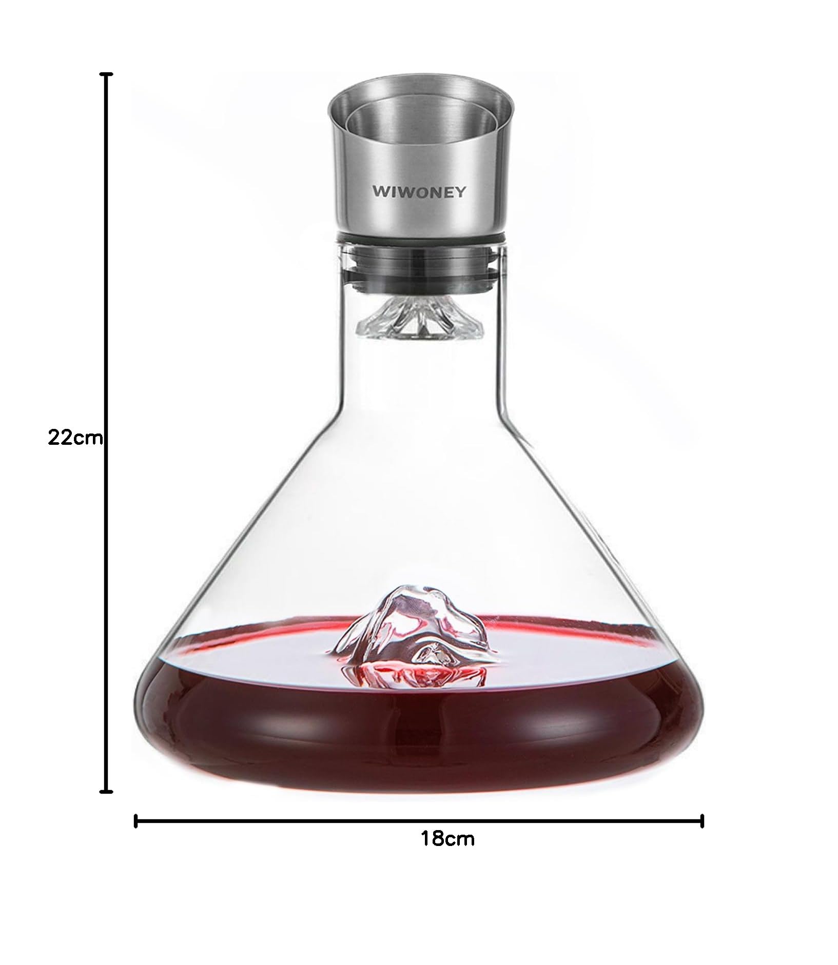 Carafe à Vin Rouge, Decanteur à Vin avec Filtre Aérateur, Verre de Cristal Sans Plomb 100% Soufflé à la Main, Cadeau pour Vin, 1500 ml