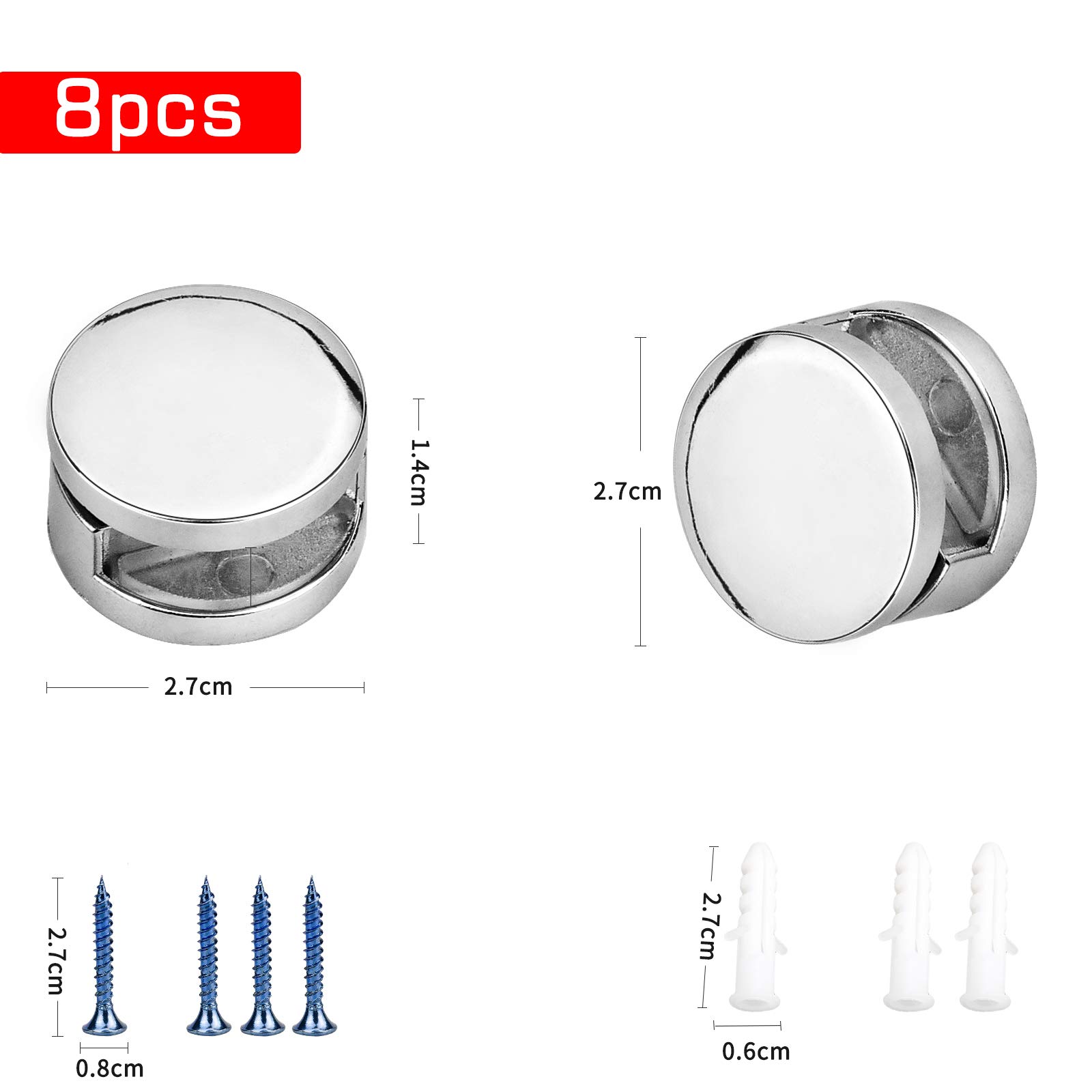 NathrBTV 8 Pcs Mirror Clips for Wall Mirror Clips Round Glass Clamp with Screws for Bathroom Living Room Public Places - Image 2