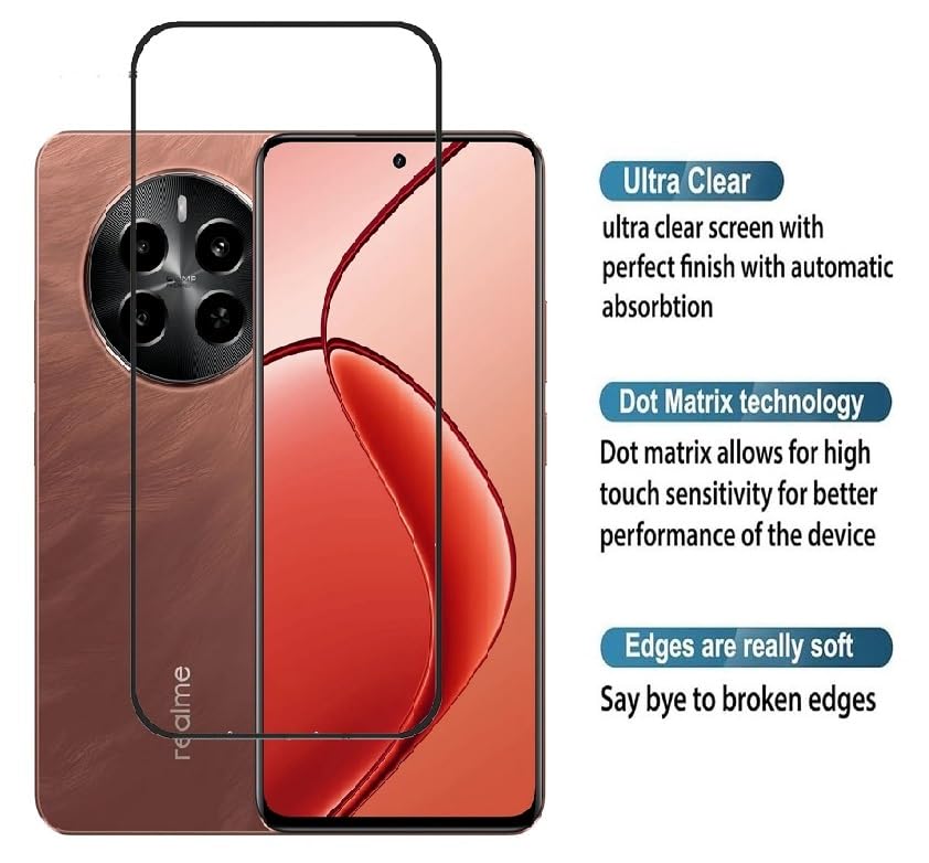 Image of FabeKee Tempered Glass Screen Protector Compatible For Oppo A60 Black Cellphone With Edge To Edge Coverage And Easy Installation Kit (Realme P1)