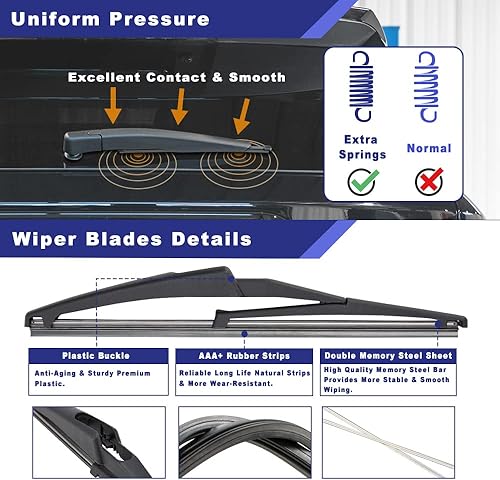 Miniatura 3 de Kit de montaje de limpiaparabrisas trasero compatible con Jeep Renegade 2015-2022, repuesto 68256590AA, 68398865AA