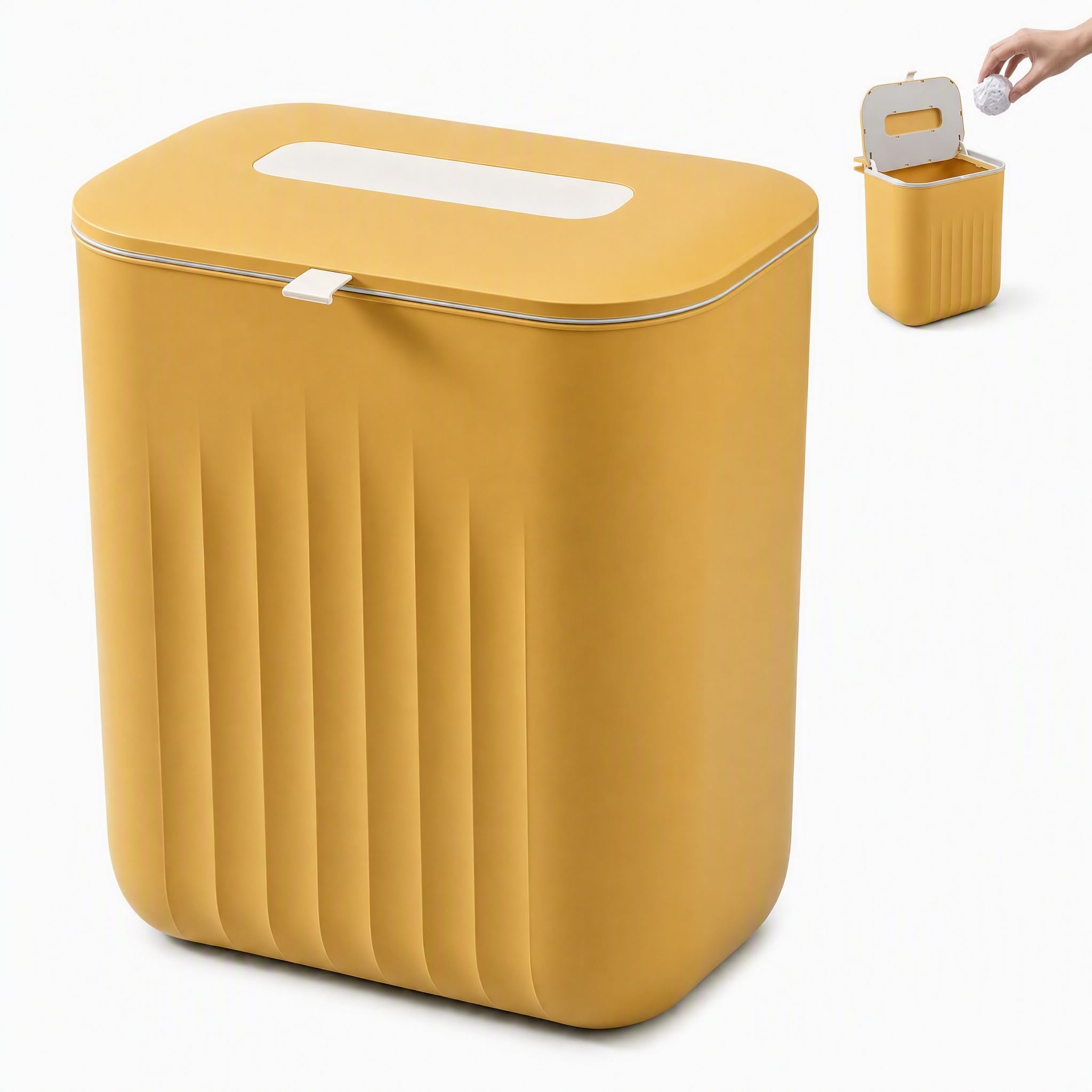 11L Hanging Trash Bin with Lid, Wall Mounted Compost Kitchen Bin